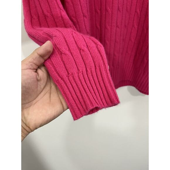 Vineyard Vines Cashmere Sweater XL Pink Cable Knit Fisherman Cotton Preppy - Picture 2 of 14